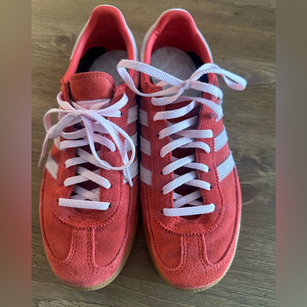 Handball Spezial "Bright Red Clear Pink" sneakers size 6.5 W, worn once.